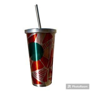 Starbucks 2014, SS Christmas silver & red Tumbler CUP holiday EUC